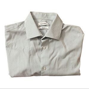 𝅺CALVIN Klein Gingham Button down Dress Shirt Size 16.5